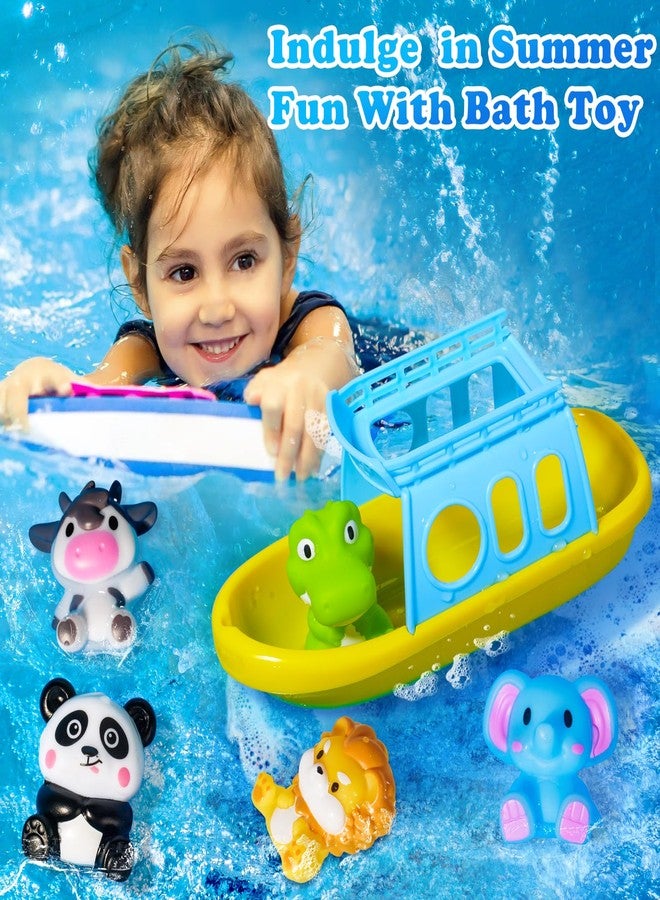 Oriate Bath Toys Set for 1+ Year Old, 5PCS Mold Free Silicone Animal Finger Puppets with BPA Free Boat, Montessori Sensory Learning Water Pool Bathtub Beach Toy, Summer Party Favors for Kids Toddlers - Image 4